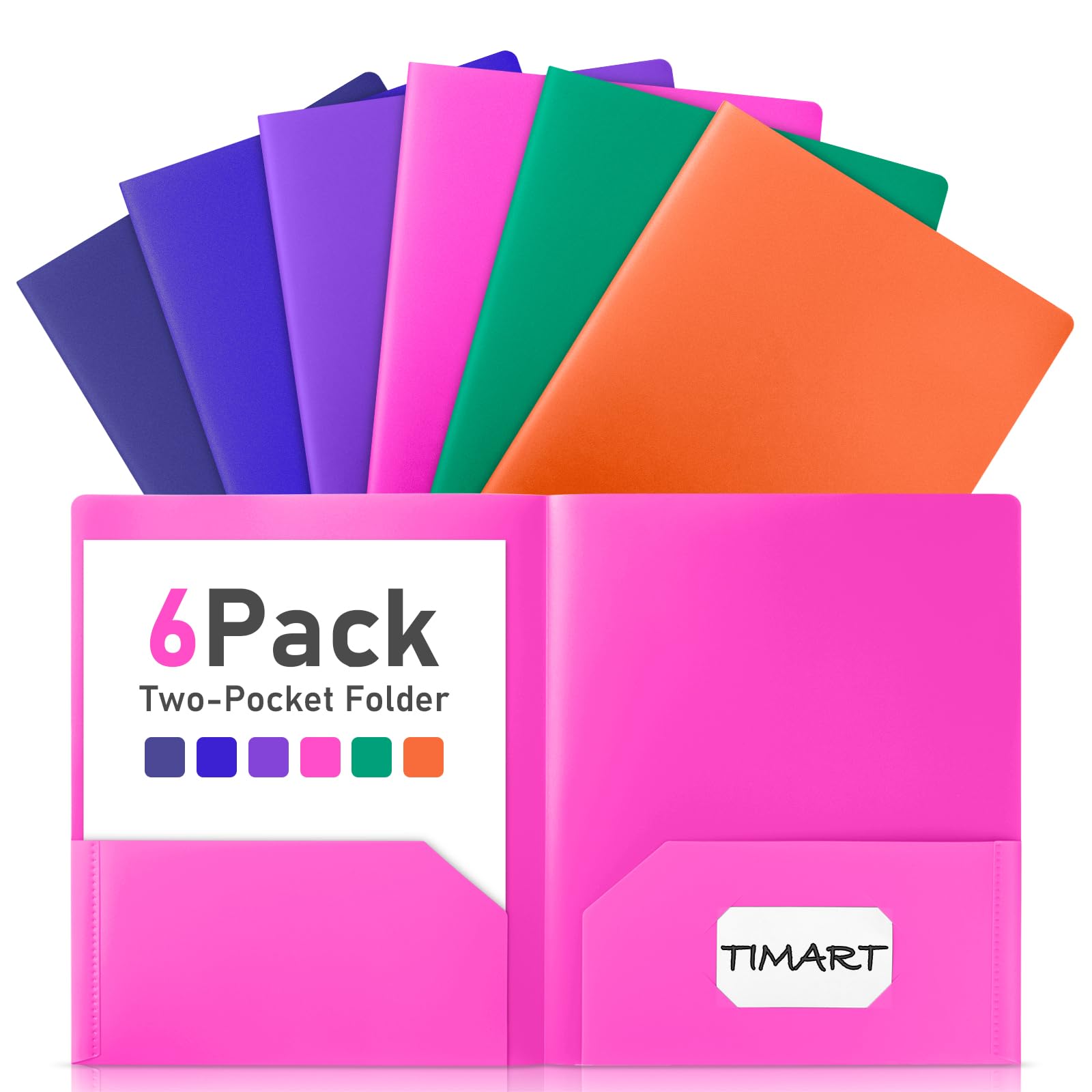 Fulmoon 48 Pack Plastic Pocket Folders - 2 Pockets, 11x9 Inches, Purple, Heavy Duty For School & Office - View #2