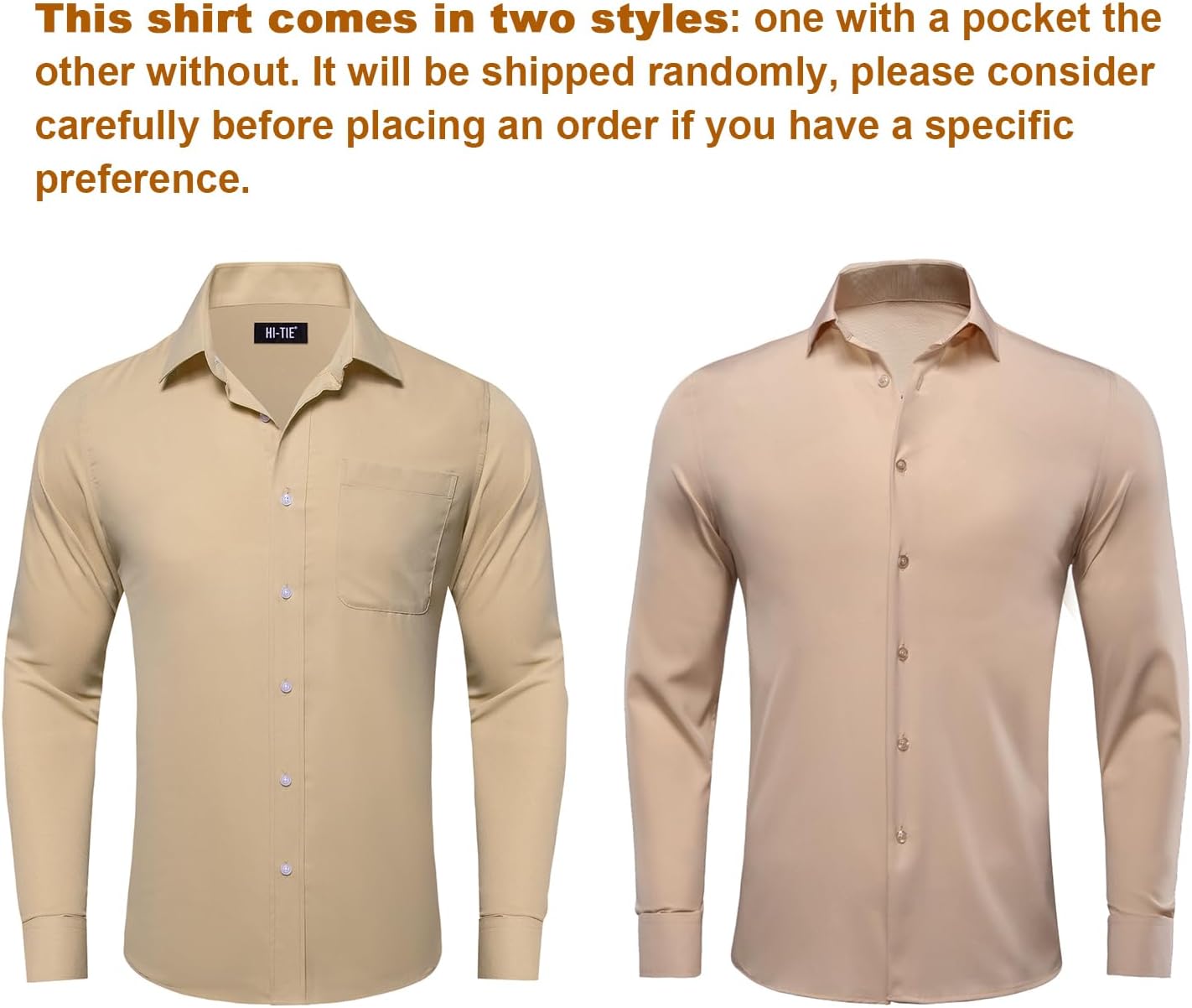 Hi-Tie Mens Dress Shirts and Tie Flower Lapel Pin Combo Long Sleeve Button Down Casual Formal Dress Shirts for Men - Image 3