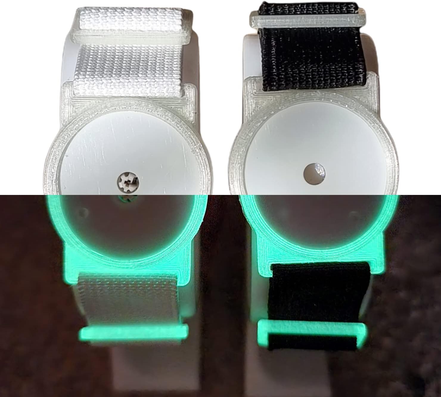 Sensor Armband Holder/Protector compatible with FreeStyle Libre 1/2 - Green Glow in the Dark (White Strap)