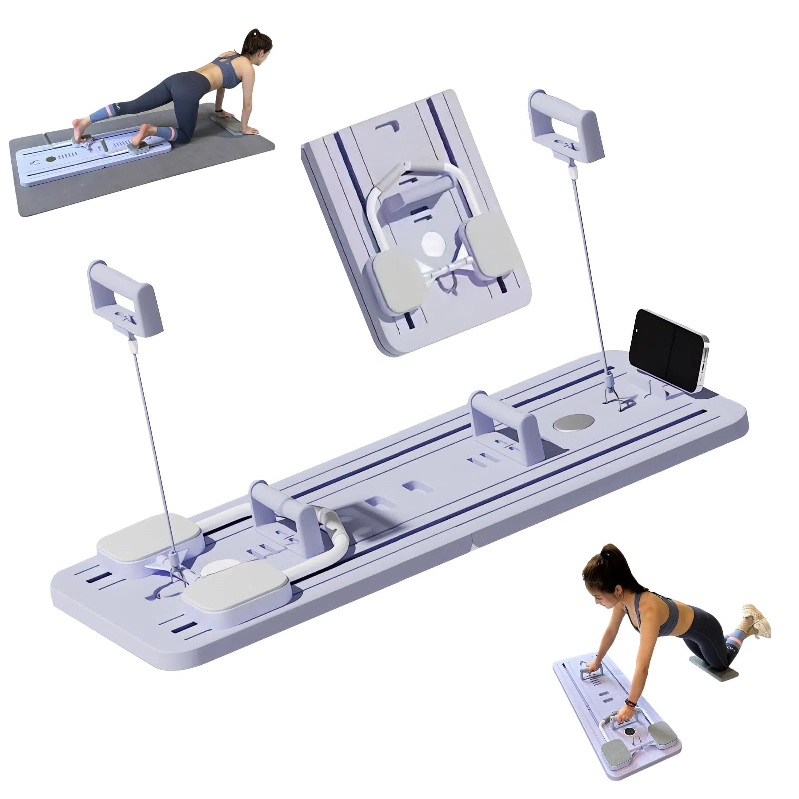 Multifunctional Abdominal Board with Resistance Bands and Knee Mat, Automatic Rebound Ab Roller with Elbow Support, Multi-Functional Ab Exercise Board, Abs Exercise Machine for Full Body
