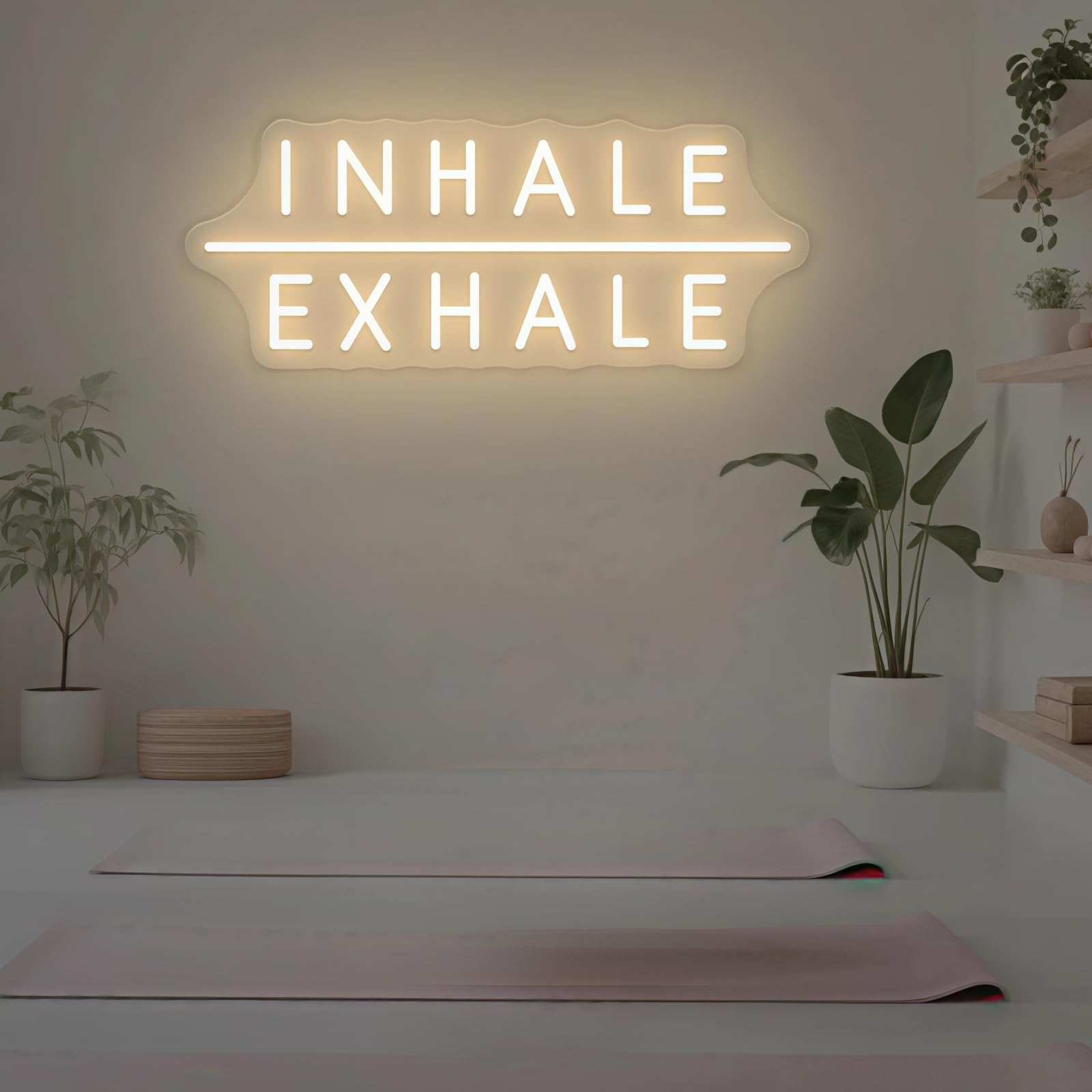 Inhale Exhale Neon Sign for Wall Decor Light Up Sign Yoga Neon Lights for Home Gym Yoga Studio Pilates Decor Yoga Lover Gift