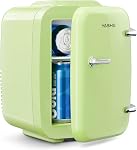 YASHE Mini Fridge, 4 Liter/6 Cans Small Fridge for Skincare, Cosmetic, Drink 110V AC/ 12V DC Cooler and Warmer, Makeup Fridge, Mini Portable Fridge for Bedroom, Office, Bar, Car and Travel, Blue