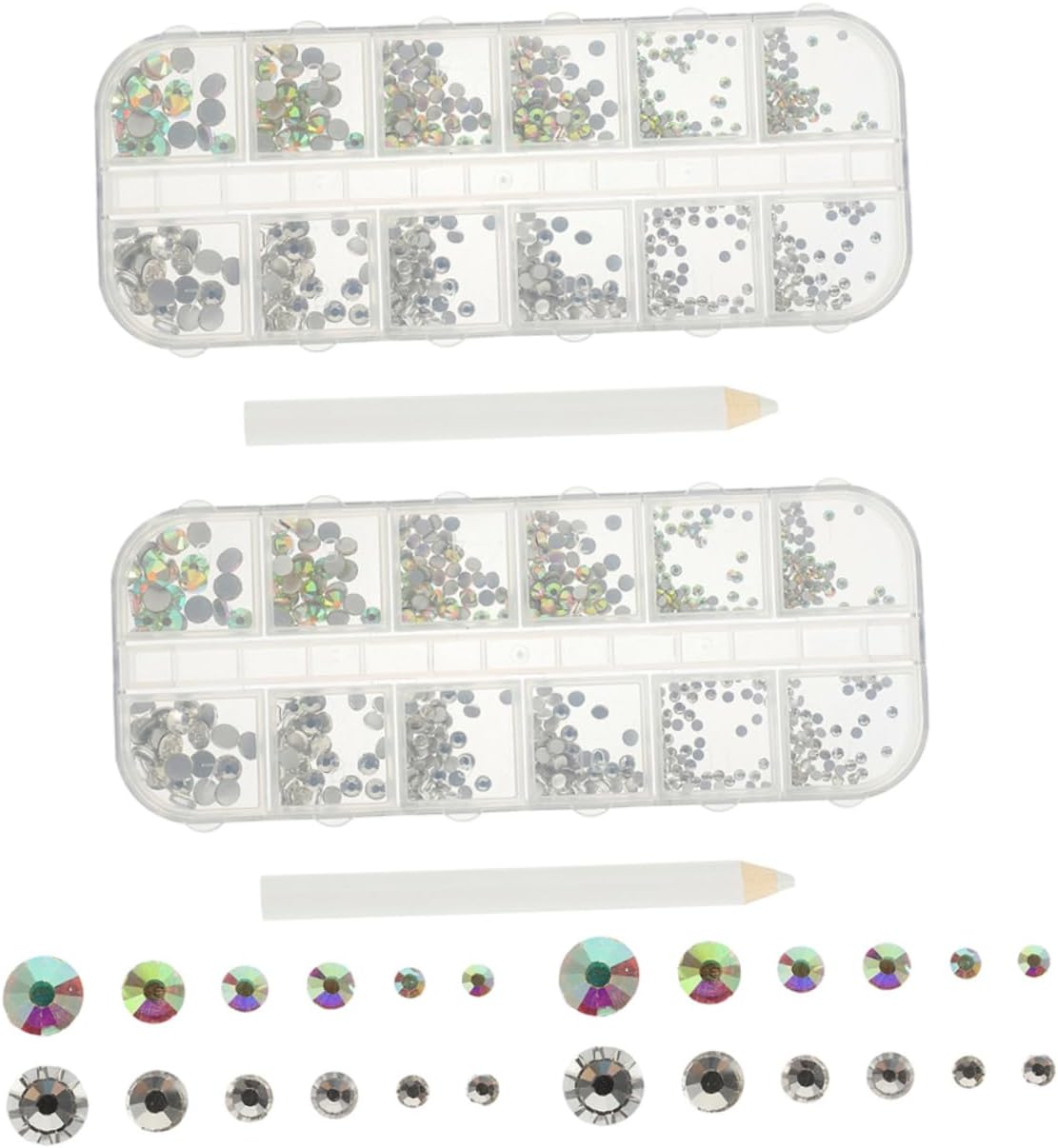 GALPADA 3sets Flatback Rhinestones Nail Art Decorations Compartment for Crafts Makeup Nail Designs for Creative Projects and Glamorous Looks