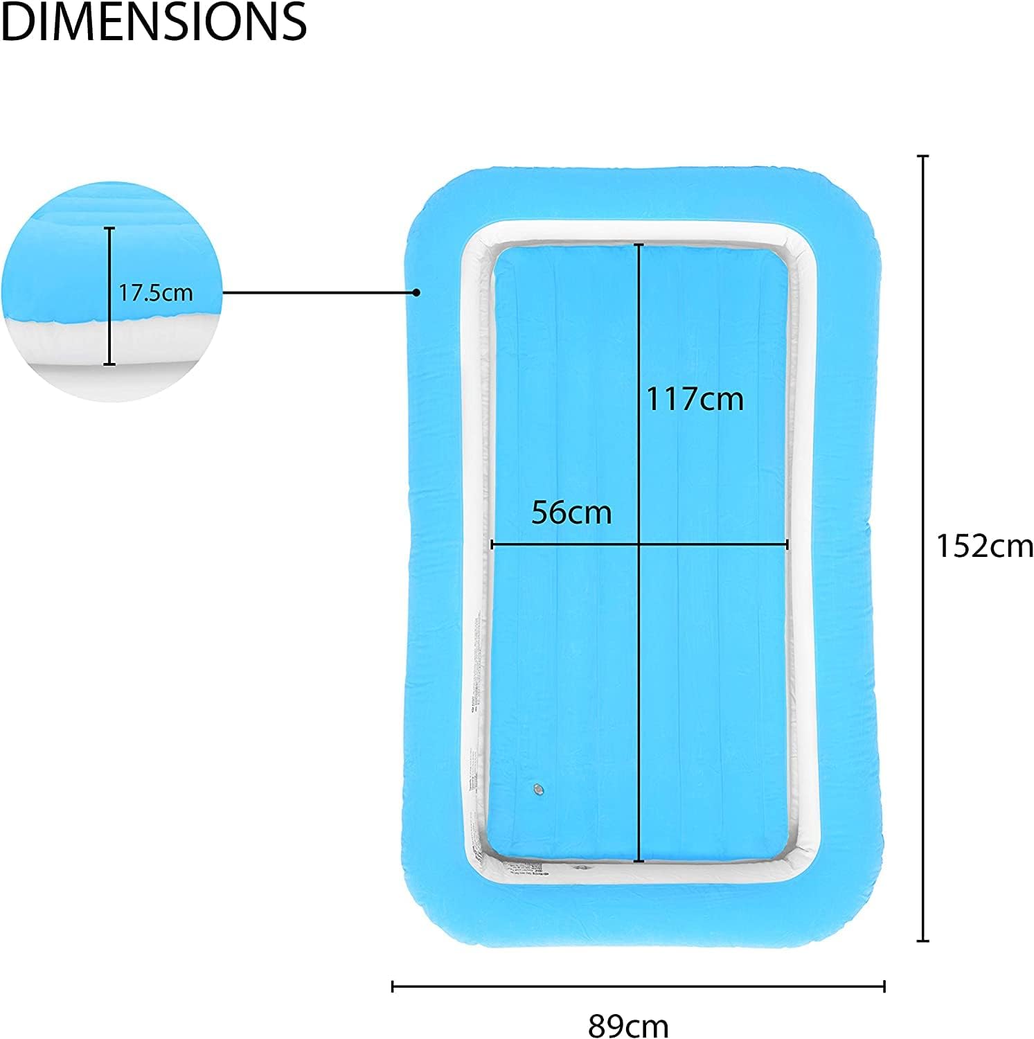 Invero Children’s Single Bed Size Flocked Inflatable BlowUp Air
