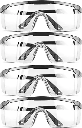 HPYNPES Clear Anti-Fog Safety Goggles 4-Pack