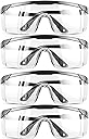 Safety GlassesClear Anti-Fog Goggles Over-Spec Glasses Protective Eye Wear Industrial Approved Wide-Vision（4 PACK）