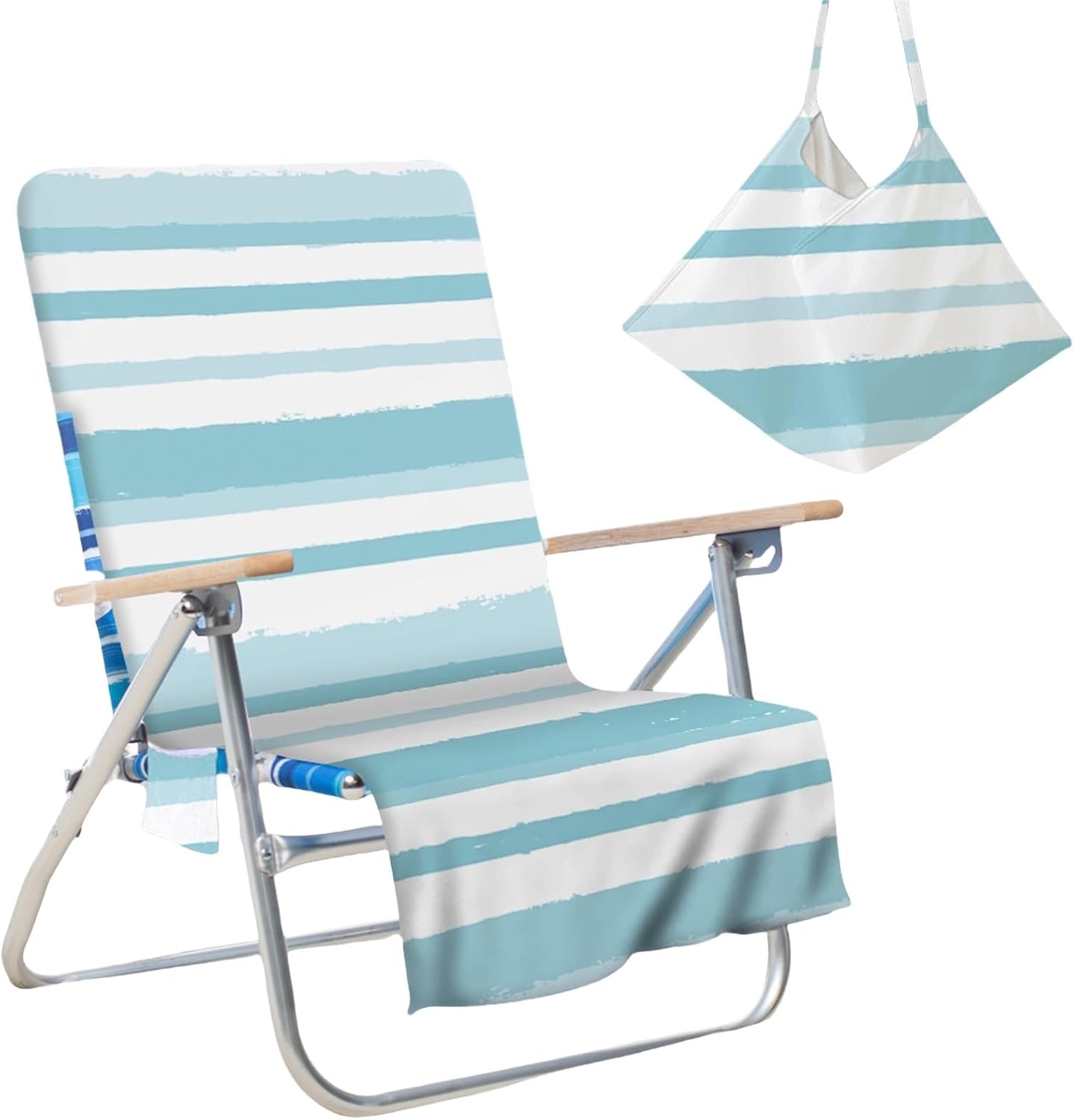 Small Folding Chair Cover with Side Pockets, Microfiber Pool Towel Cover Thick and Quick Dry Beach Chair Cover for Outdoor Pool Beach Garden Sunbathing(Blue)