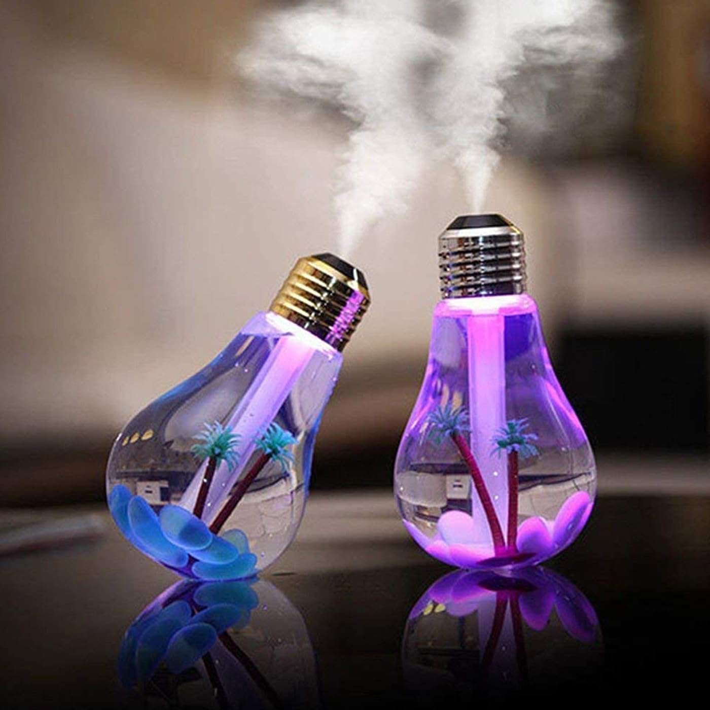 GELON 400ml Colorful USB LED Night Light Bulb Mini Humidifier Micro Spray Hydrating Desktop Cool Mist Maker Sprayer Automatic Shut-Off Air Purifier for Home, Office, Bedroom-image-25