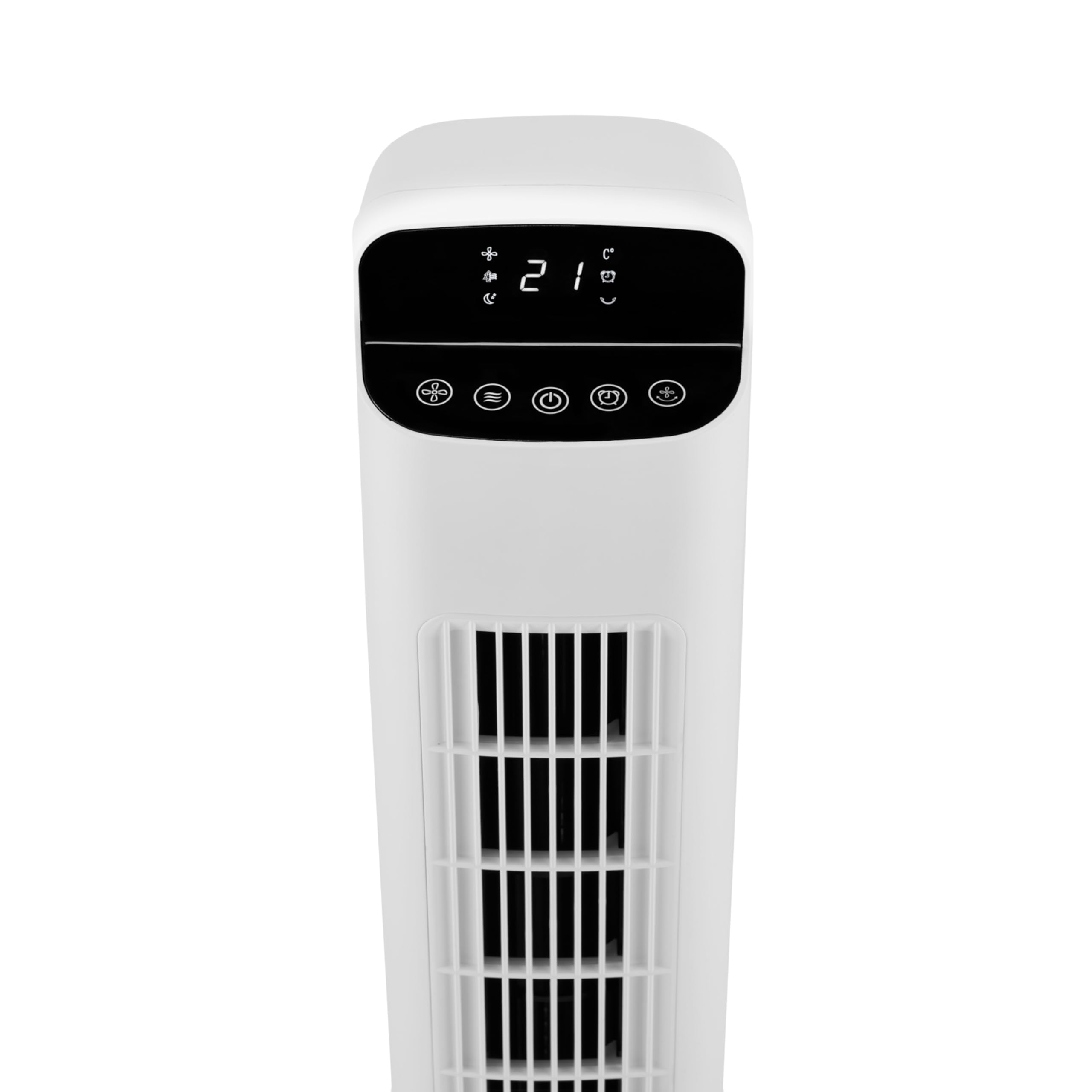 MEDION P15 TF Turmventilator mit Fernbedienung (5 Geschwindigkeitsstufen, leiser Schlafmodus, 45 Watt Leistung, Automatische 80° horizontale Oszillation, LED Display, MD10809) weiß