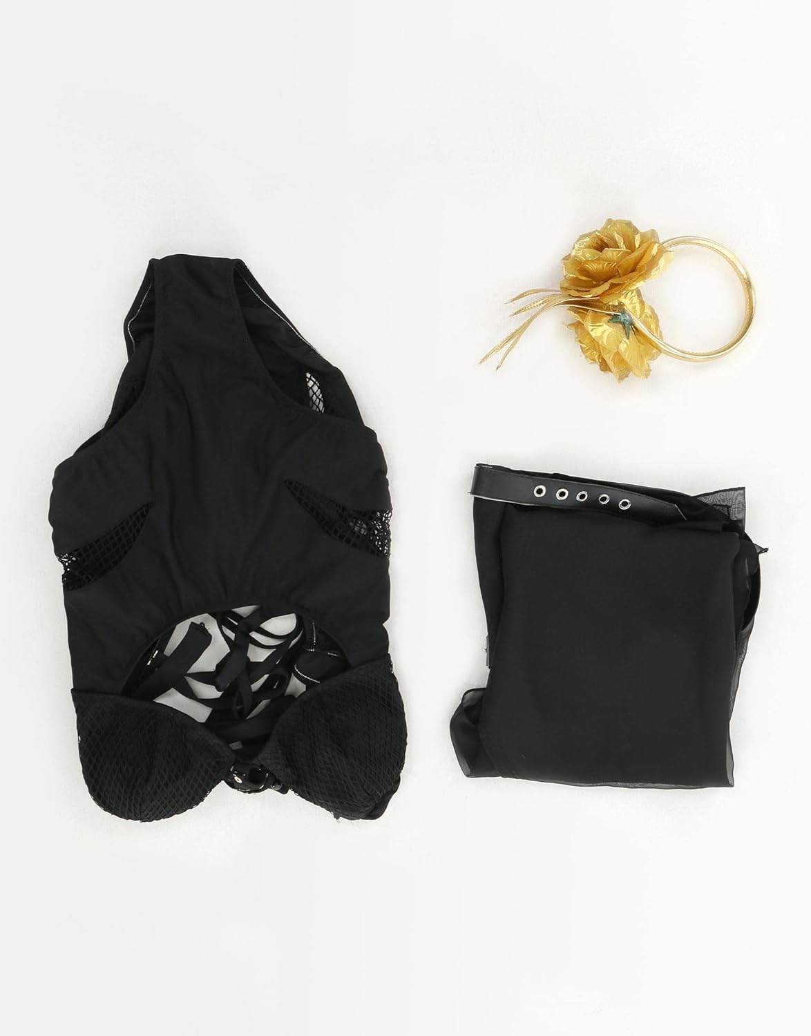 haikyuu Women Anime Derivative One Piece Swimsuit with Wrap Skirt and Headband Mesh Bathing Suit Halter Swimwear