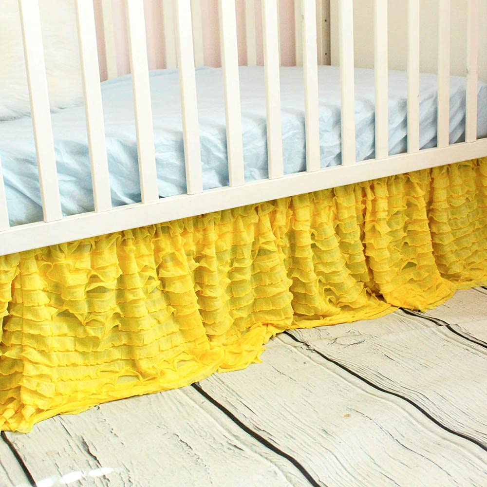 Amazon.com: Falda de cuna amarilla para bebé, ropa de cama de bebé, estilo  bohemio, elegante, con esquinas divididas, con volantes, para dormitorio  infantil : Bebés