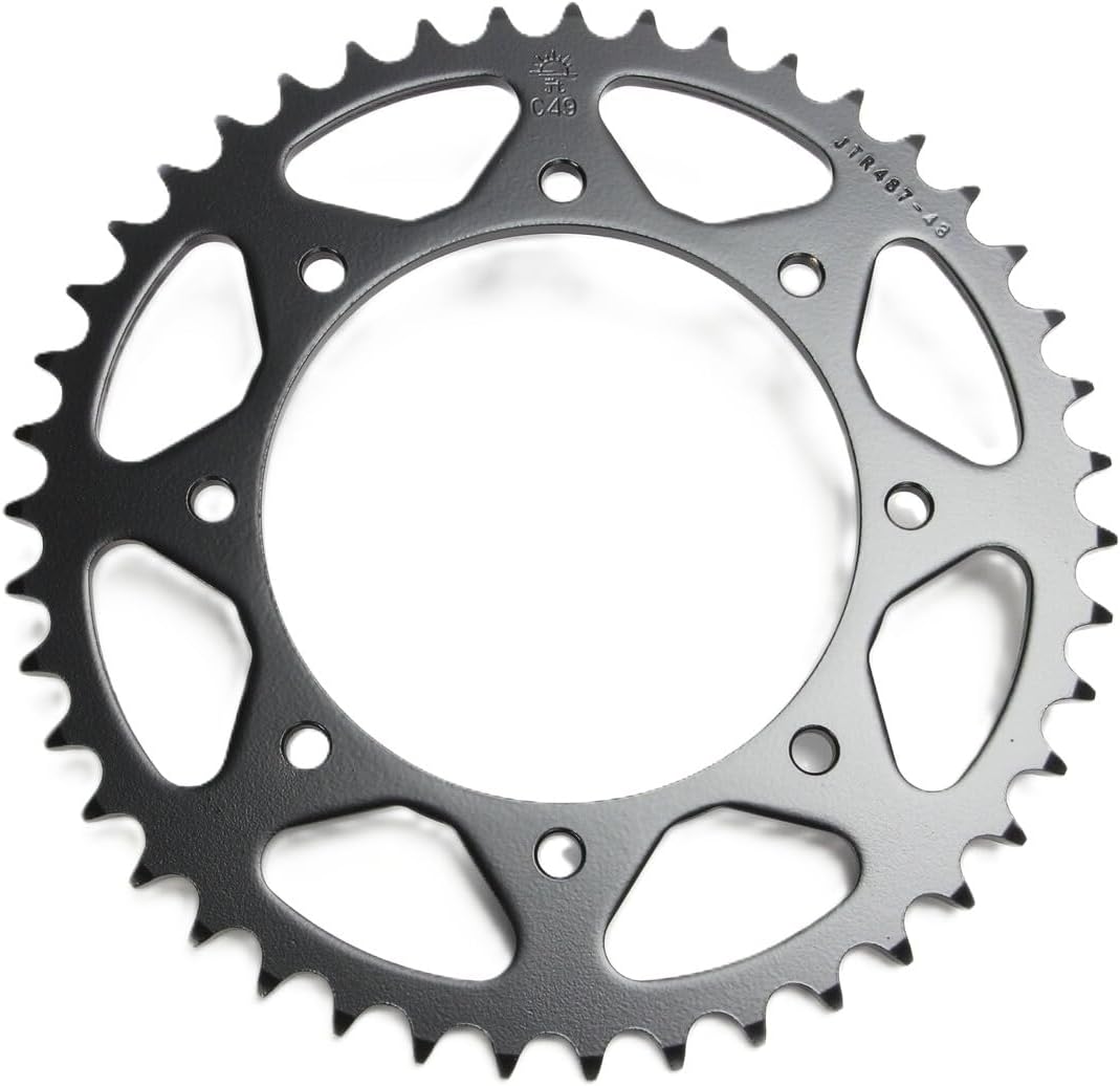 JT Sprockets JTR487.43 43T Steel Rear Sprocket - Ultra-Durable C49 High-Carbon Steel, Black Finish for Motorcycles & ATVs