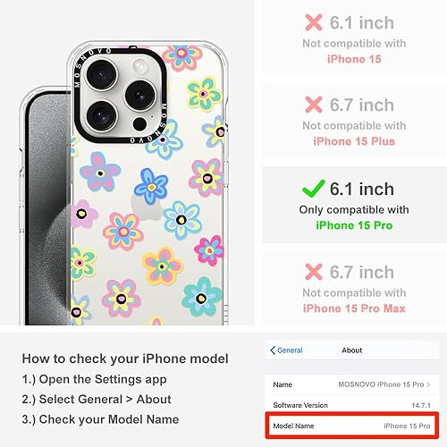 Miniatura 2 de MOSNOVO Buffertech - Funda compatible con iPhone 15 Pro, impacto de caída de 6.6 pies, tecnología antidesprendimiento, funda transparente de