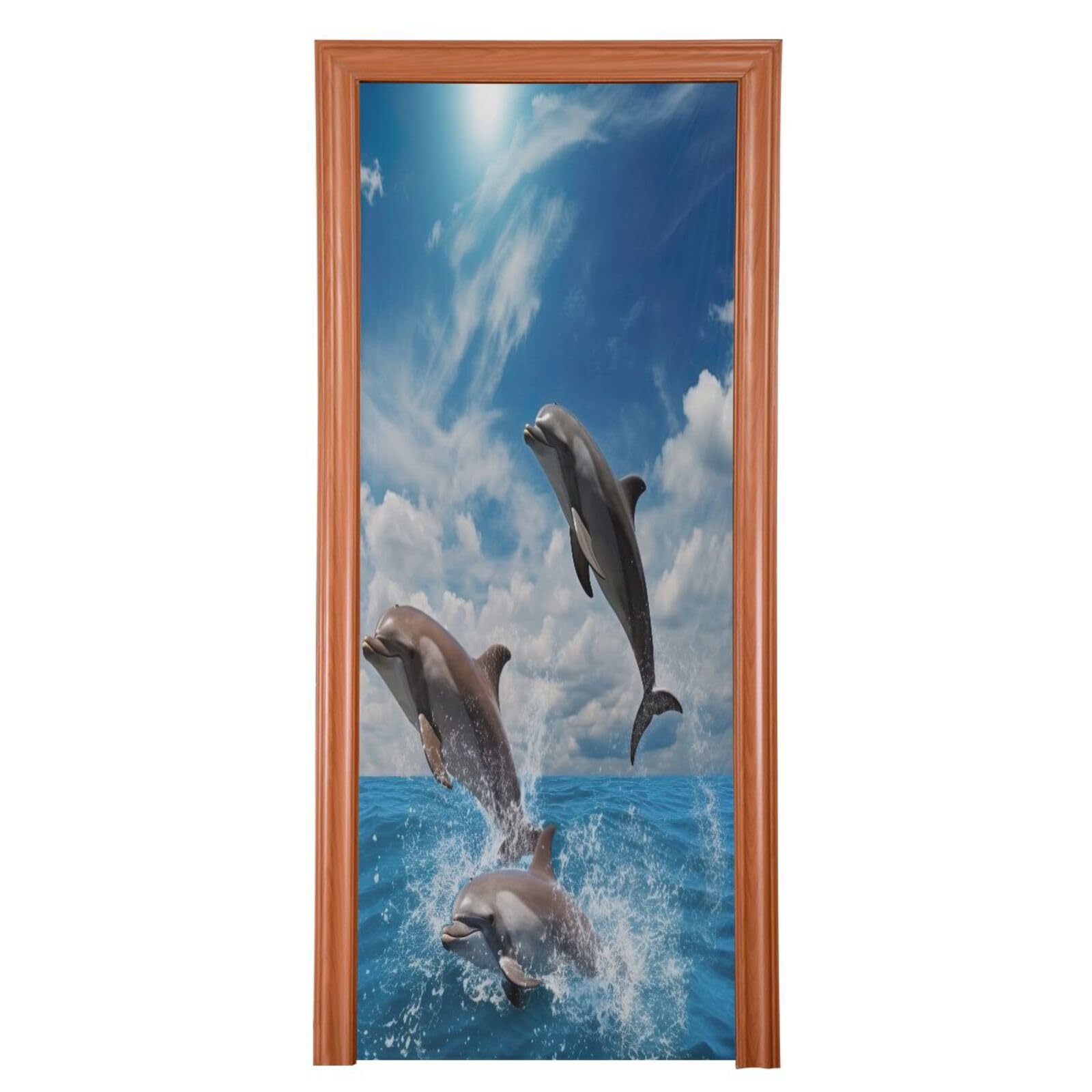 FLildon Jumping Dolphins Door Cover Decoration, Party Accessory Porch Decor for Festive Ornament Room Door Covers 32 x 79 Inch