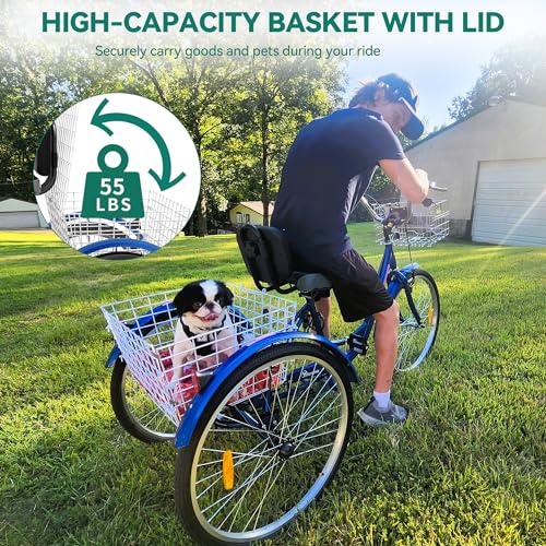 image for YITAHOME 7 Speed Adult Tricycle, 26 Inch 3 Wheel Bikes, Trike Bike for