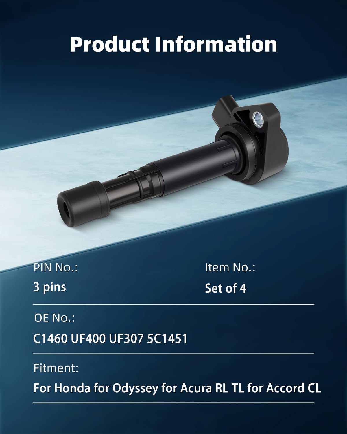 ECCPP Pack of 4 Ignition Coil for Honda Civic /Pilot/Ridgeline/ for Acura EL / MDX/for Saturn Vue Part Numbers UF-400 C1460 UF512 UF307 2001 2002 2003 2004 2005 2006 2007 2008 2009 Pilot Ridgeline MDX Vue 3.5L 3.7L V6