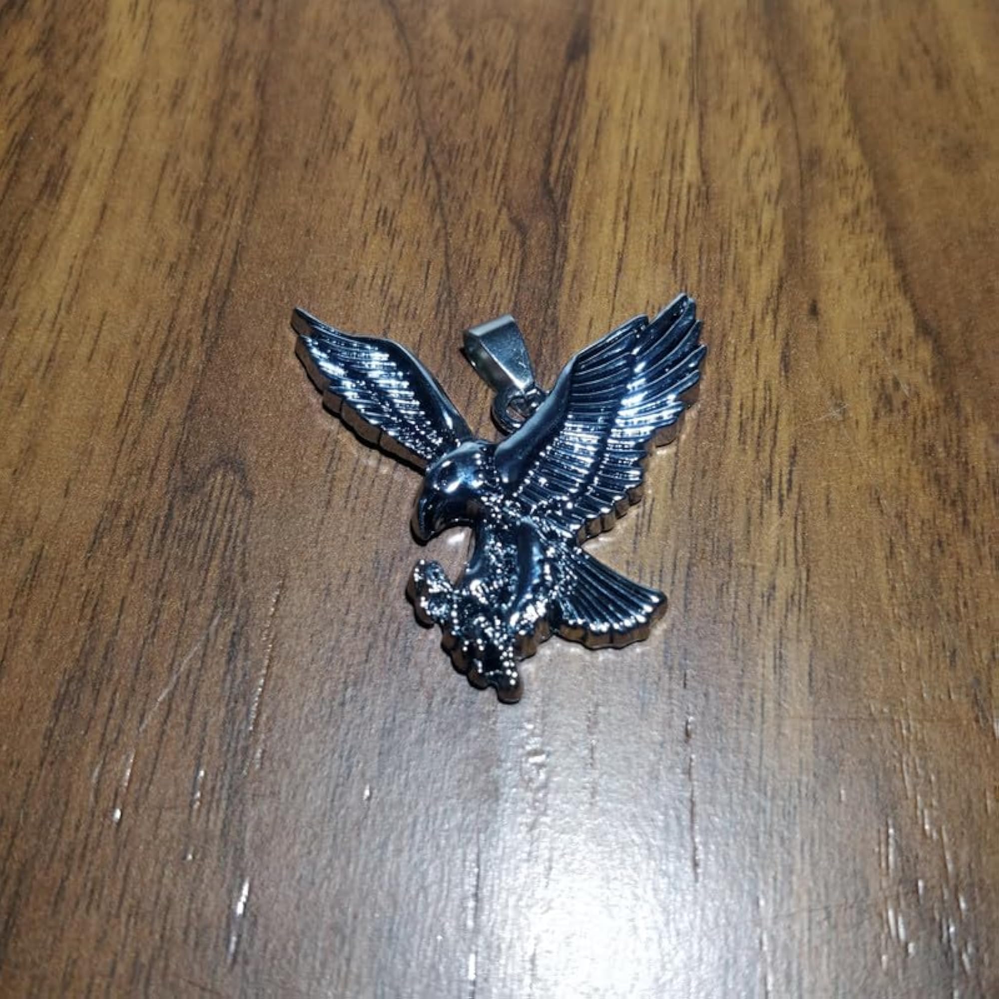 Stainless Steel Flying Eagle Pendant Necklace, Silver Plated Charm