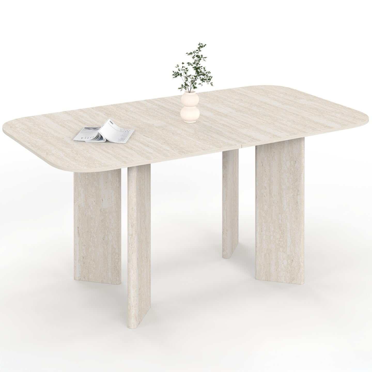 IDMarket - Table à Manger Extensible rectangulaire Arrondie Capucine