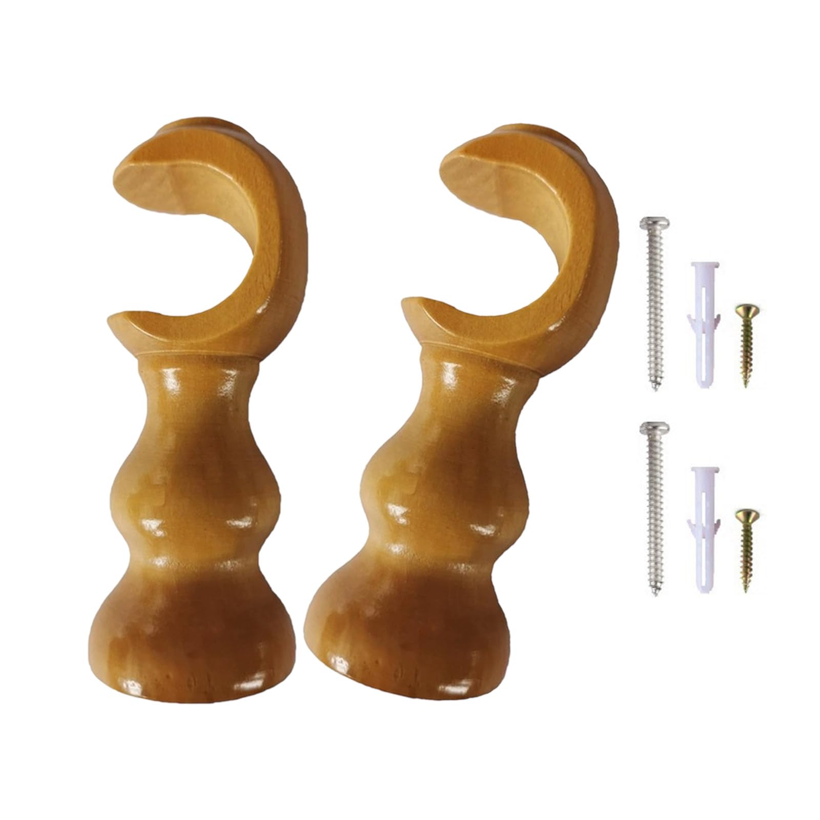 Buxuaaaa Log Color Natural Finish Wood Curtain Brackets Round Base Designs Strong Wooden Rod Holders Window Hardware Accessories For Home Window Curtain Holders