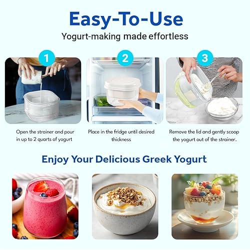 Miniatura 2 de Ultimate Colador de yogur griego – Haz delicioso yogur casero con más proteínas y menos azúcar – Máquina de yogur griego de malla fina – 100% libre