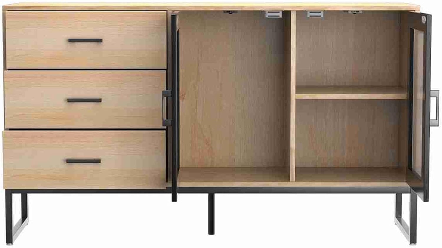 Fafeicy Buffet Sideboard Cabinet,Wood Buffet Kitchen Storage Cabinet with 2 Doors 3 Drawers for Kitchen Living Room Entryway