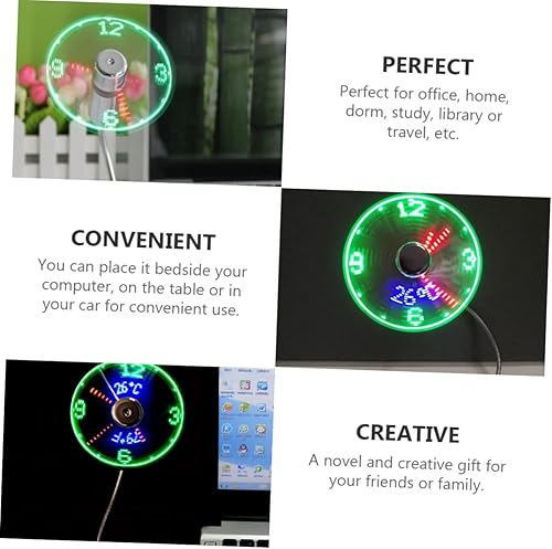 Miniatura 2 de Ventilador luminoso USB con brillo USB, acondicionador personal, reloj silencioso, mini ventilador recargable, ventilador de escritorio pequeño,