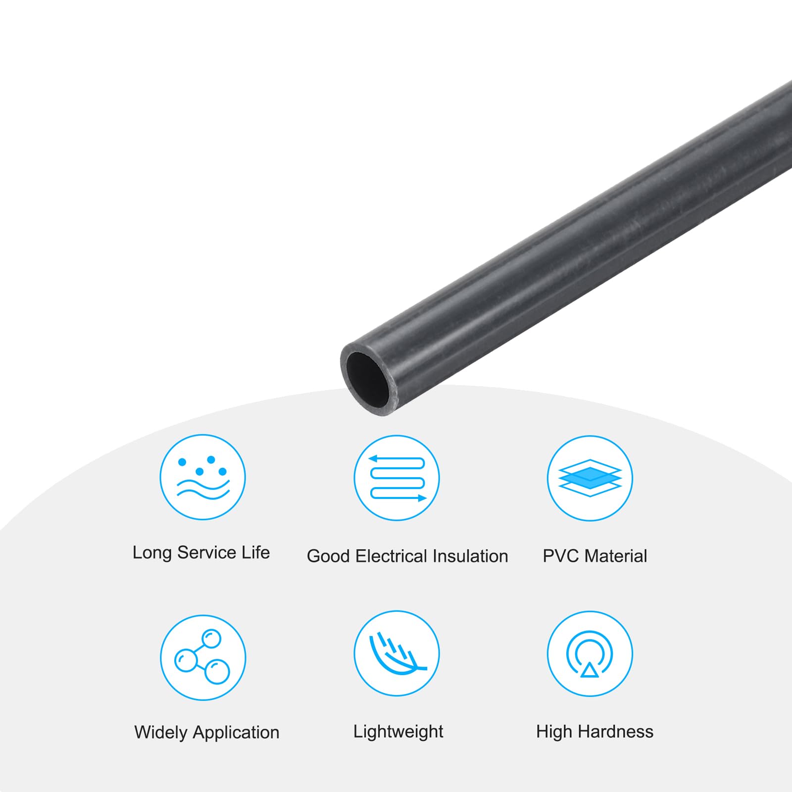 QUARKZMAN PVC buis, 2 stuks, diameter 43,8 mm, lengte 300 mm, ronde kunststof buis voor tuin, aquarium, waterleiding, kabelgoot, ventilatiebuis (diepgrijs