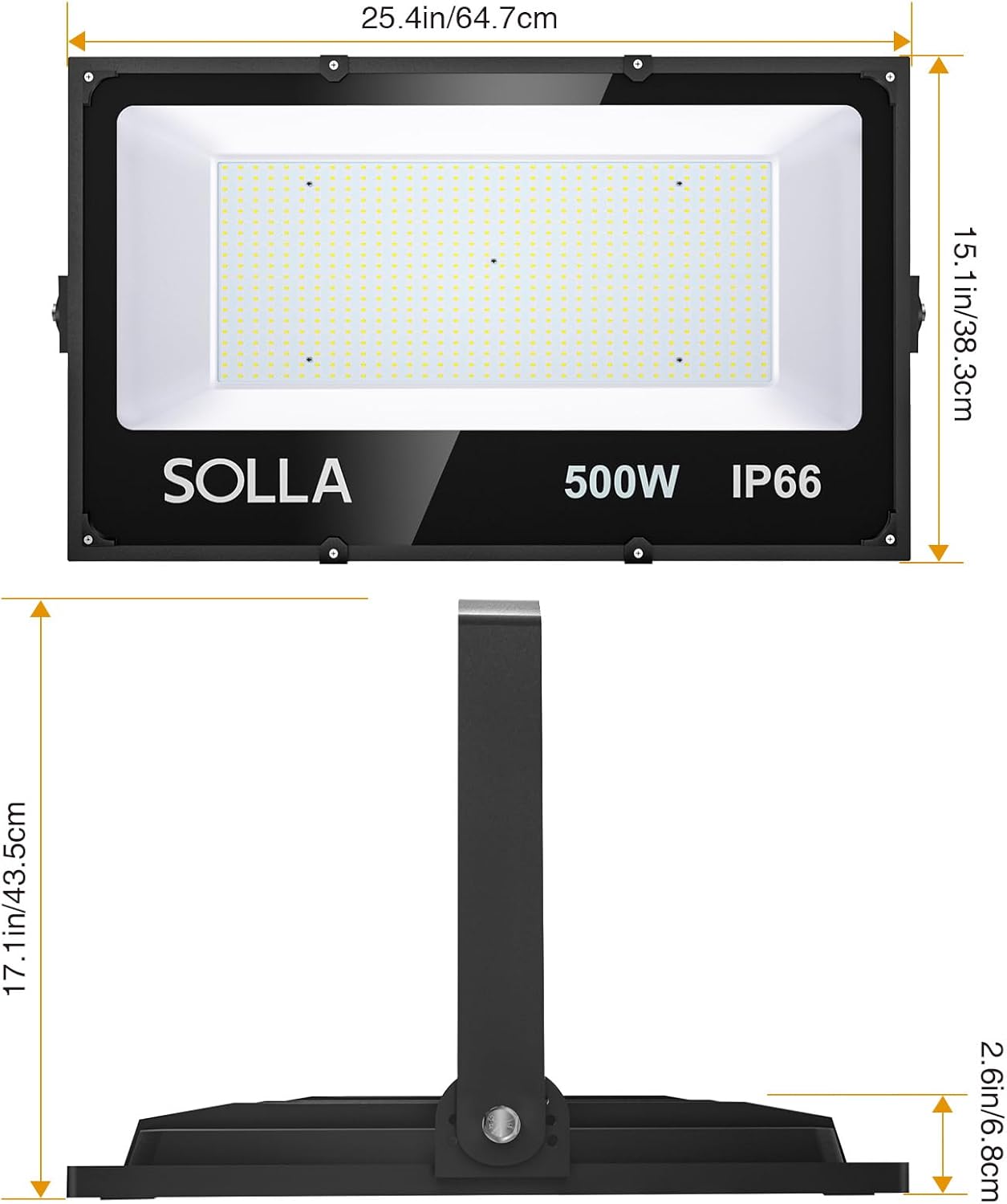 SOLLA 500W LED Flood Light dimensions