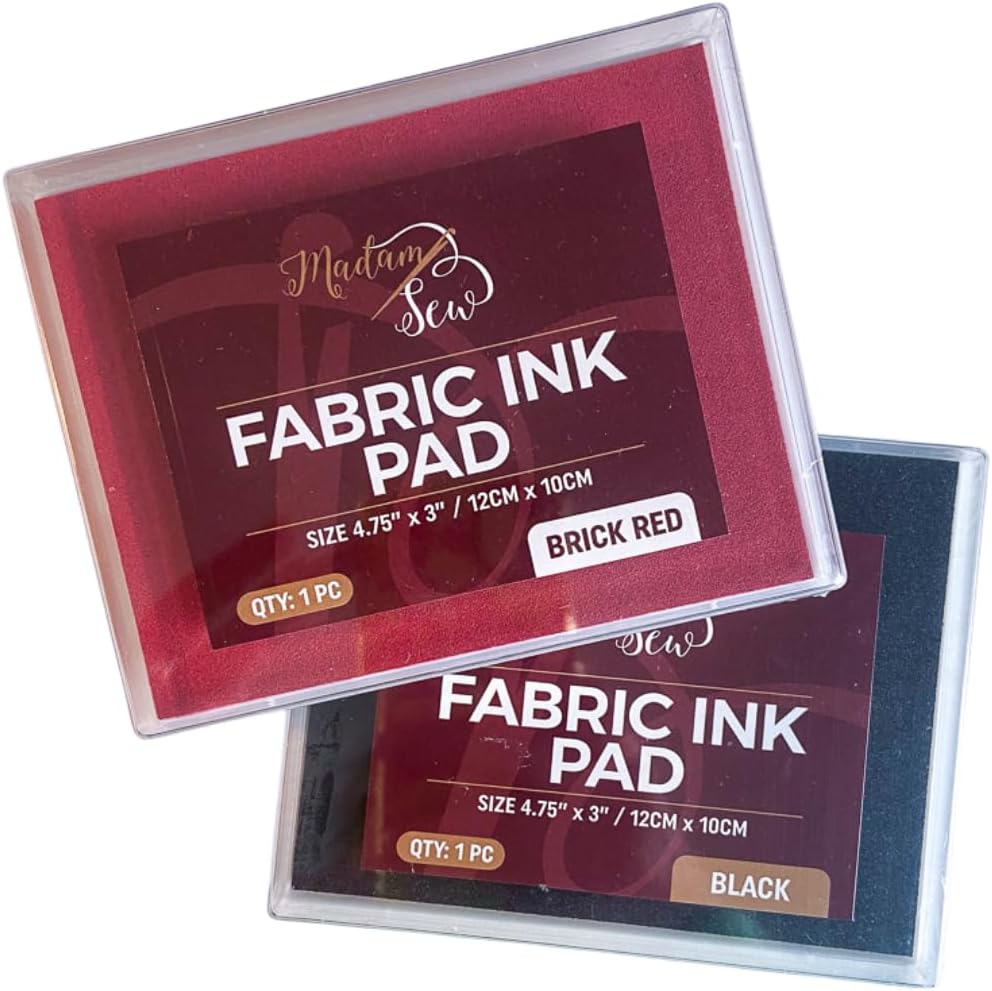 Madam Sew Permanent Fabric Ink Stamp Pad | Crisp, Washable Impressions on Cotton & Linen | Fade-Resistant Fabric Stamp Ink Pad for Fabric Crafts, Labels & Gifts | Works with All Rubber Stamps (Red)