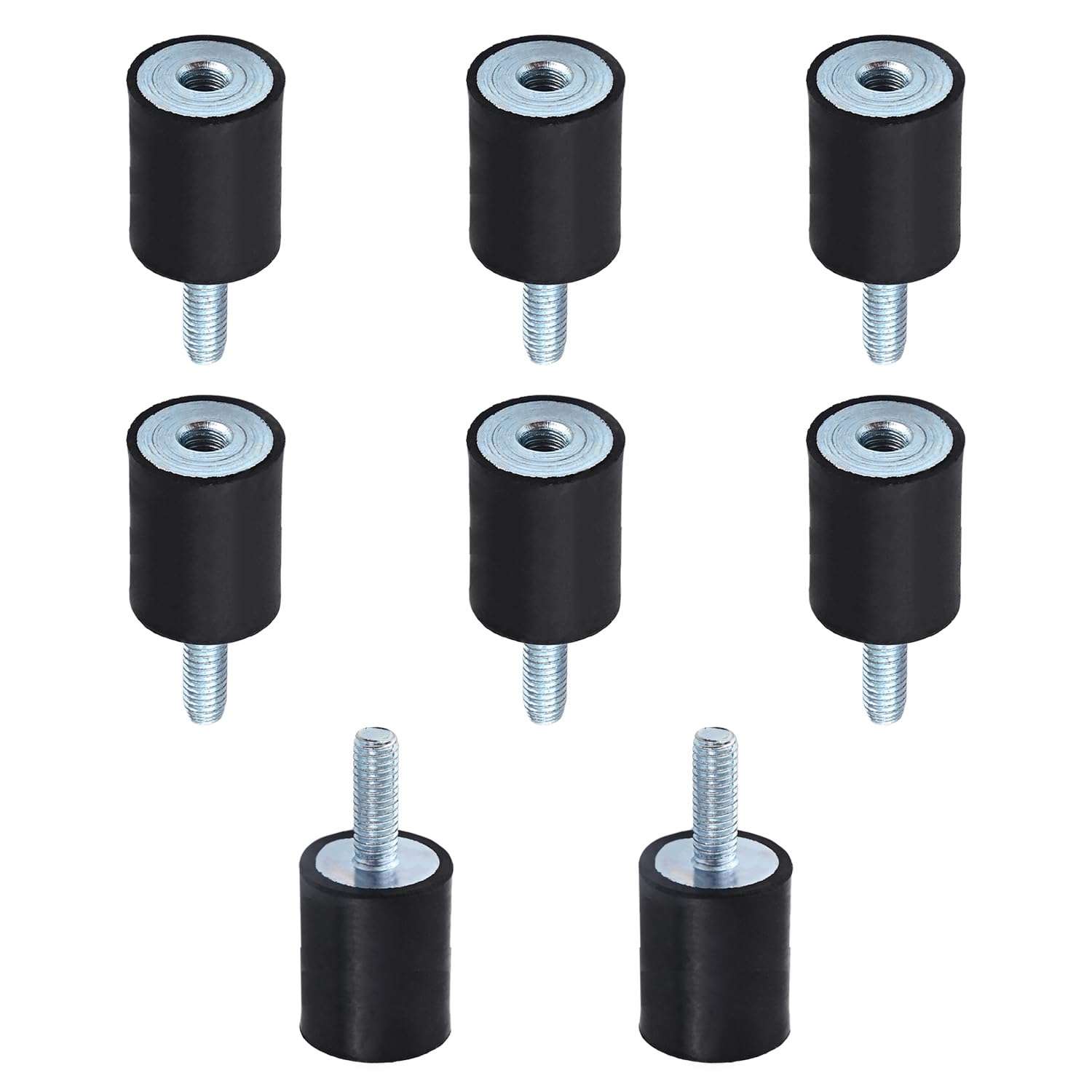 Lot De 4 Supports Caoutchouc Anti-Vibration 25x25mm Avec Goujons M6 X 19mm