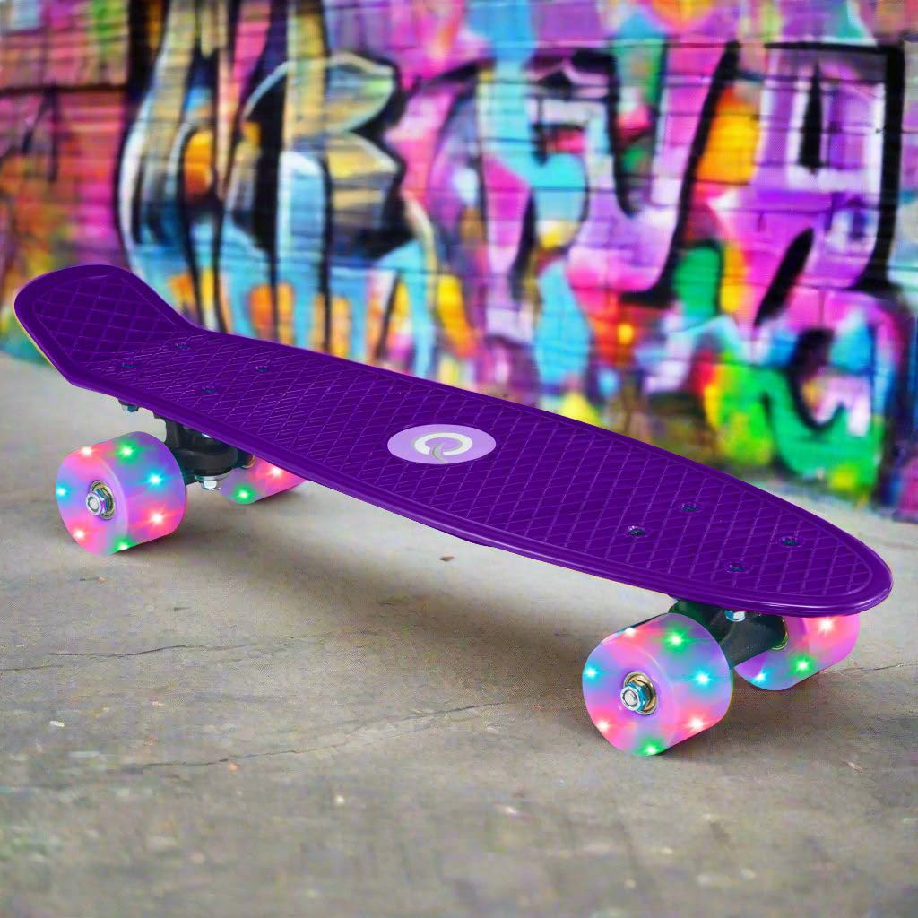 EVO 22' Light Up Penny Board | Skateboard For Beginners Or Pro's | Light Up Wheel Skateboard For Kids & Teenagers | Mini Cruiser Complete Board | Suitable For All Aged 3+