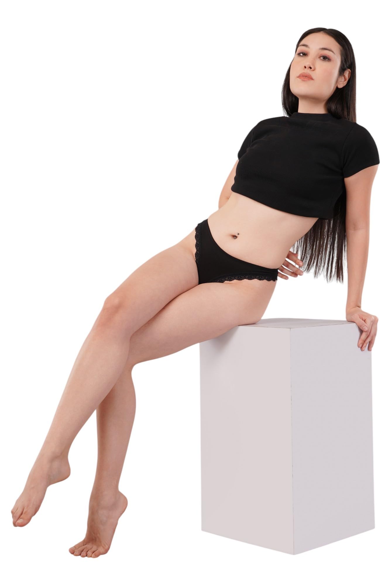 Women's Black Seamless Thong Panty – Soft, No Show, Low Rise Underwear-image-28