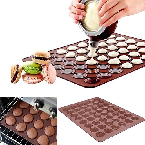 XSWNGXX 48 Hole Macarons Silicone Mat Baking Mold Kit
