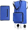 Collapsible Shopping Cart,Folding Lightweight Portable Collapsible Bag with Wheels, Lightweight Waterproof Rolling, Trolley Tote Stair Climbing Cart for Traveling Blue