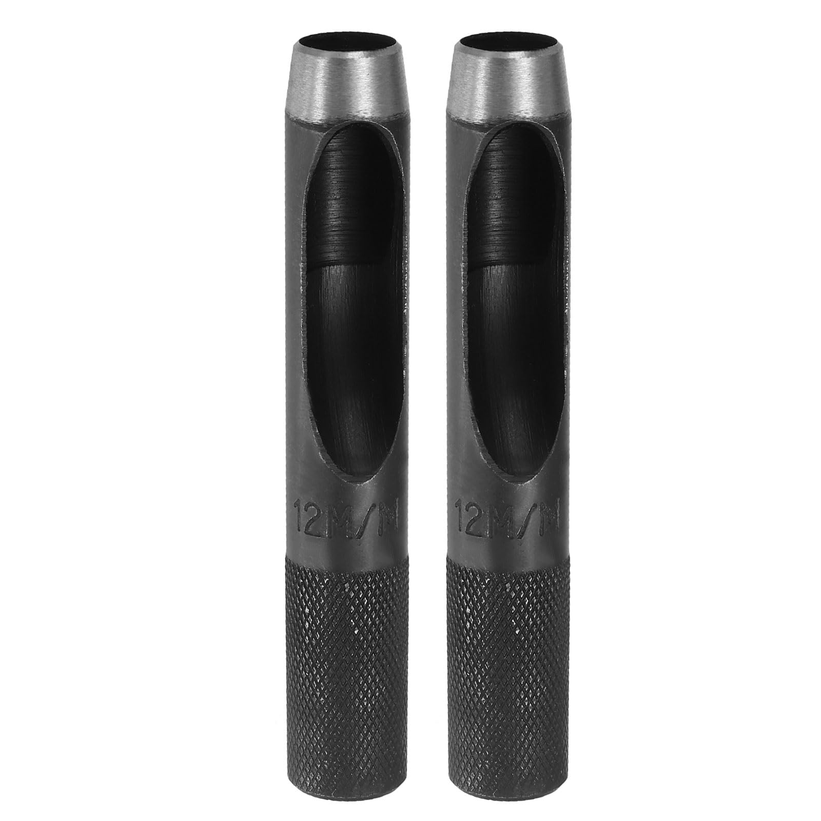 sourcing map 2pcs Leather Hole Punch 12mm Hollow Round Hole Puncher Cutter Carbon Steel Tool for Watch Cloth Belt Gaskets DIY Leather Craft Repair, Black