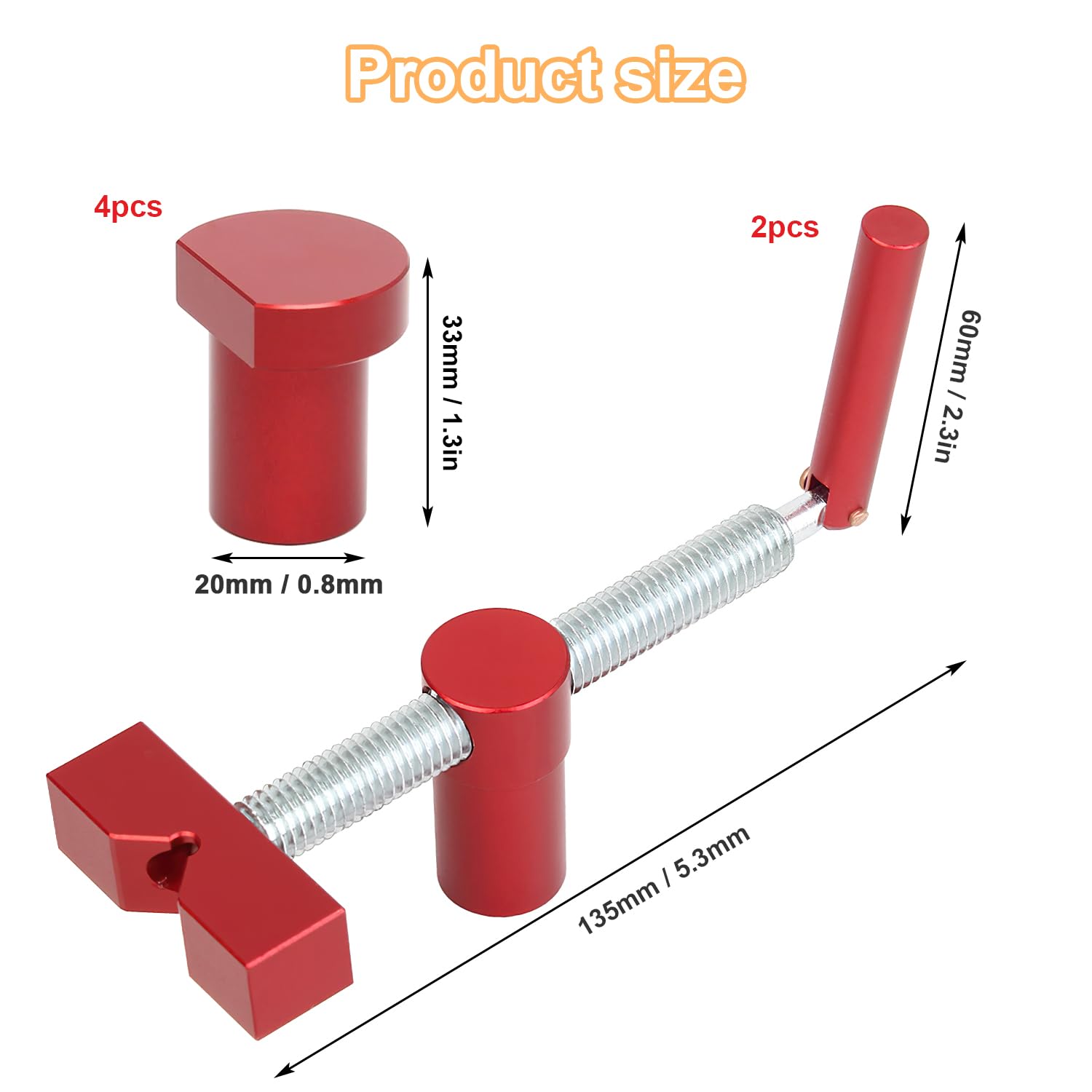 2 Pièces 60mm Crochet D'établi, Fixation Rapide, Robuste et Facile à Utiliser, Dispositif de Serrage pour Etabli, Accessoires D'établi, Convient pour les Dispositifs de Serrage de Rabot (rouge)