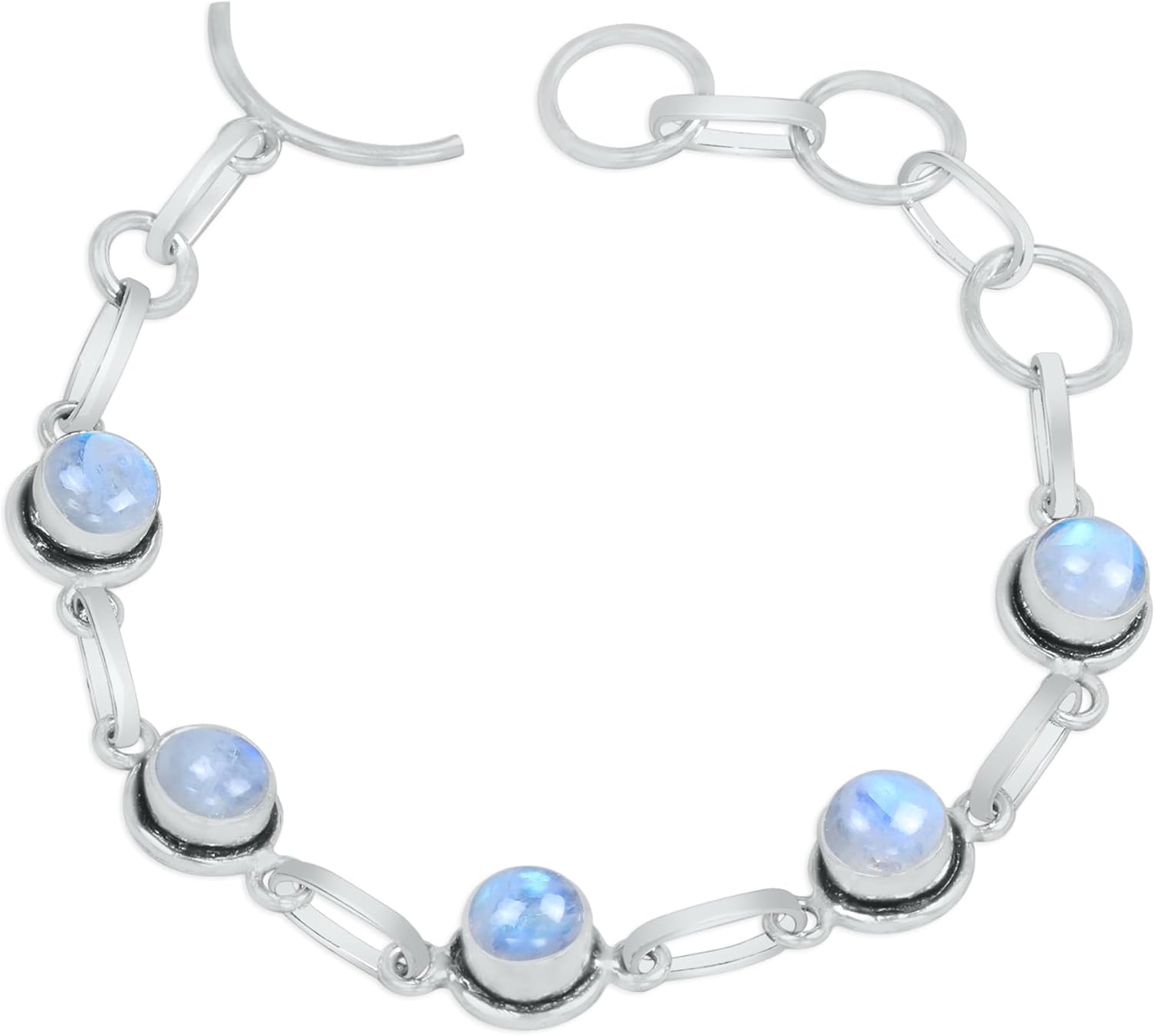 Crystal Silver Round Shape Bracelet for Women, Natural Gemstones Silver Plated Jewelry