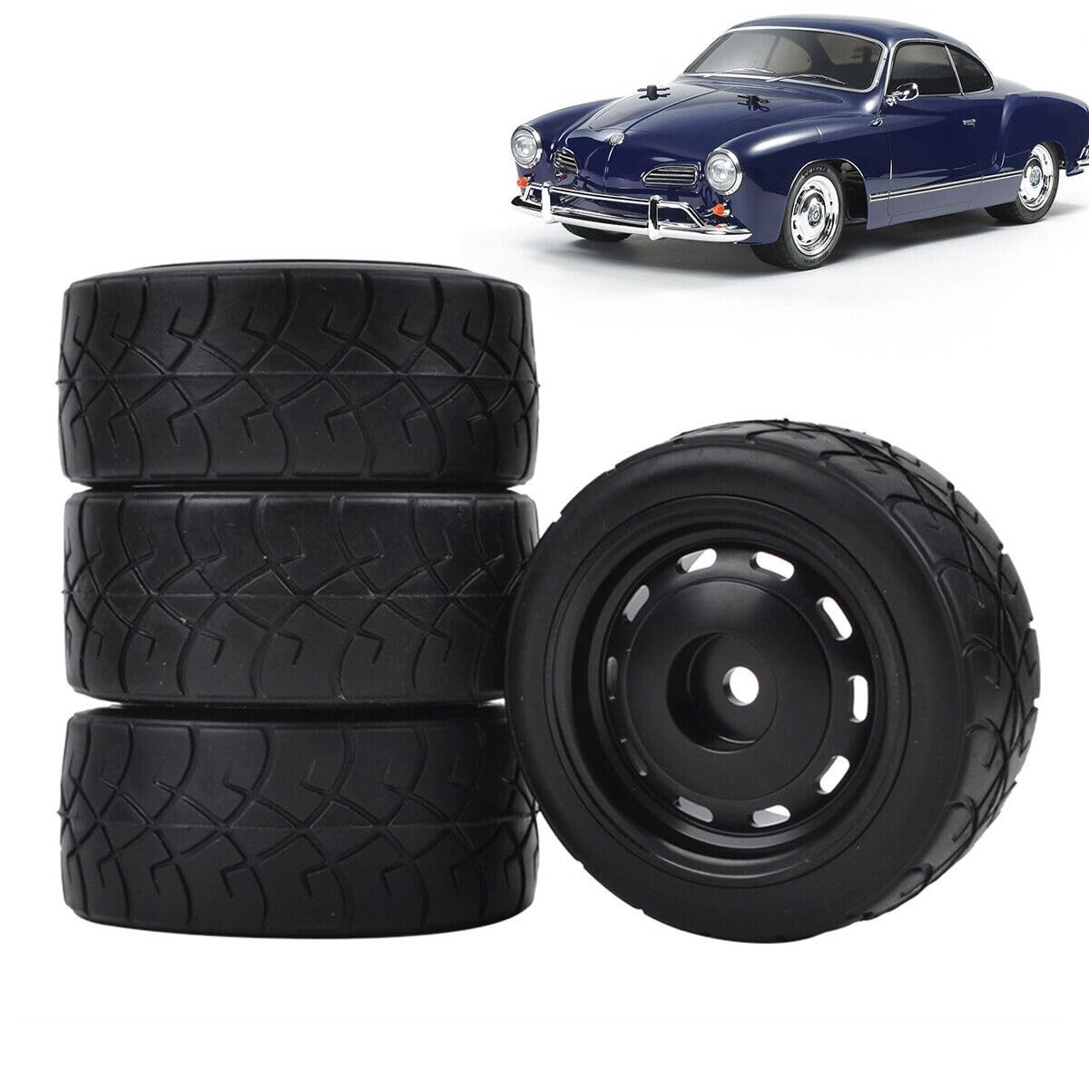 Roues Aluminium Avec Pneus Souples Argent – Upgrade Tamiya M-Chassis M03 M04 M05 M06 M07 M08 1/10 RC