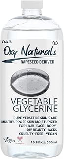 Oxy Natural Vegetable Glycerin (Glycerol)| 100% pure EP/USP Grade, Non-GMO, Odourless & Colourless| Perfect for DIYs, Bubble Bath, Hair and Face Moisturizer for Dry Skin, and Glycerine Soap 500ml