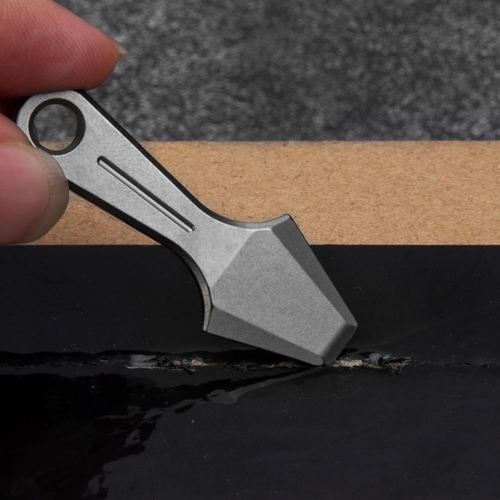 MiOYOOW Mini Pry Bar, Titanium Pocket Pry Bar with Lanyard Hole for Keychains Every Day Carry Camping Riding Maintenance Self Rescue