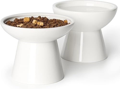 Miniatura 8 de YauYik Juego de cuencos elevados para agua y comida para gatos, cuencos elevados extra anchos de 6.2 pulgadas, plato de comida para gatos poco