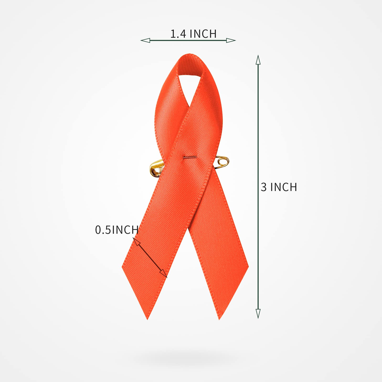 Orange Ribbon Awareness Pin – Satin Ribbon With Gold Tac For Support & Survivor Events - View #10