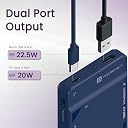 Portronics Luxcell Uno 10K 10000 mAh 22.5W Fast Charging Power Bank with Detachable Type C Cable, Ultra Slim Power Bank with Mach USB-A Output, Type C PD Output, Type C Input, Wake Up Button(Blue) gallery image