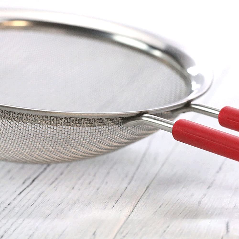 Doppellagiges Feinmaschiges Sieb aus Edelstahl – Größe 14 cm – Küchenmehlsieb mit 30 feinen Maschen, perfekt für Öl und Schaum