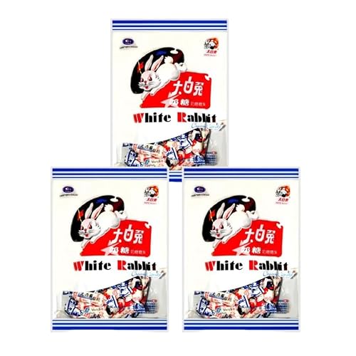 White Rabbit Creamy Milk Candy 180g (Pack of 3) – Classic Chinese Chewy Sweets with Edible Rice Paper Wrapper