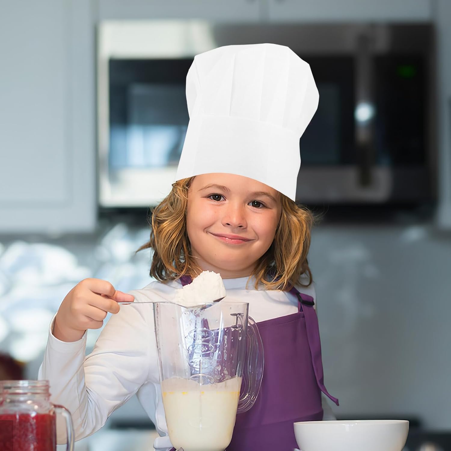 20pcs Chef Hats White Non-Woven Fabric Adjustable Cooking Caps for Boys Kitchen Baking Catering Party