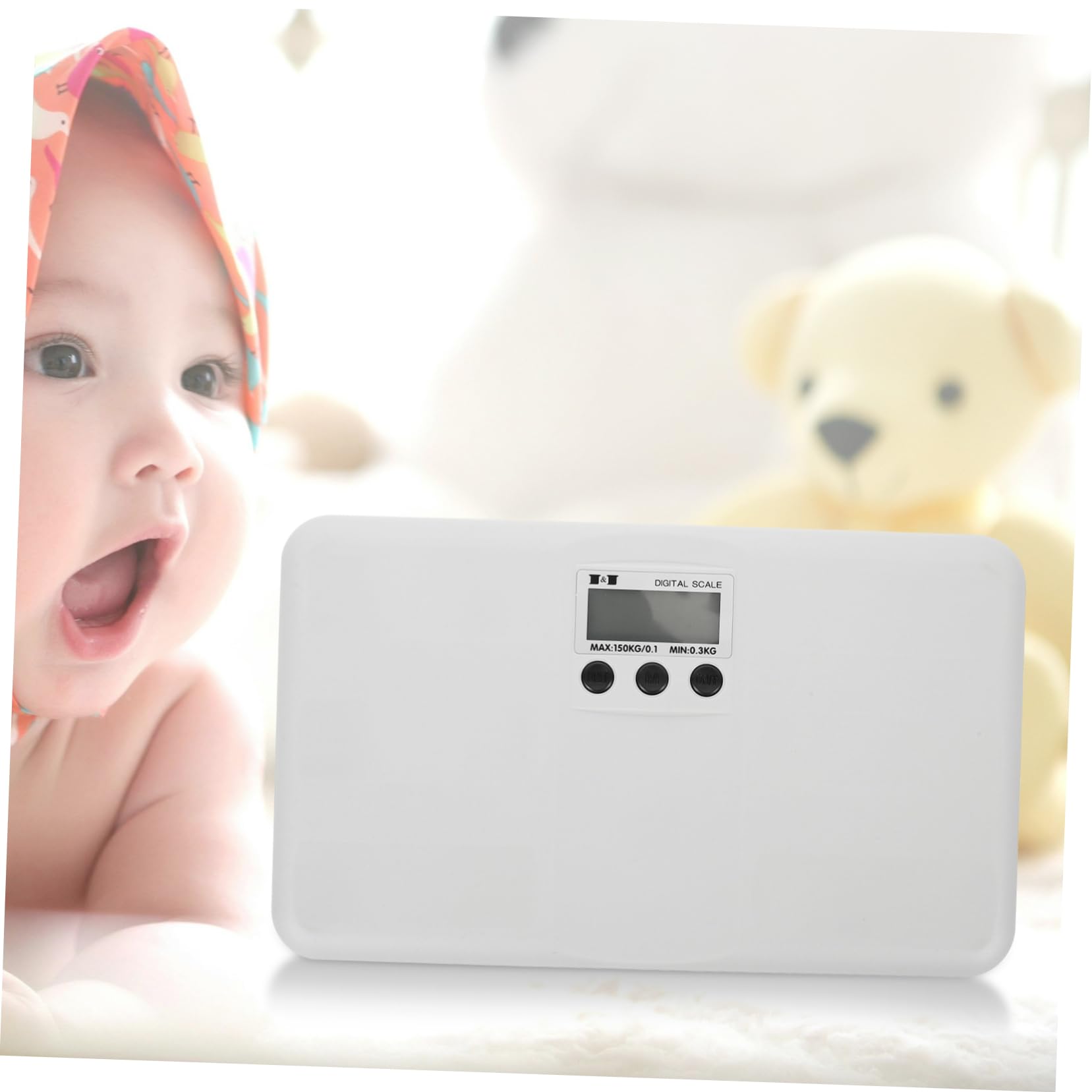 Toyvian Bilancia Elettronica Digitale per Bebé e Animali, Display Lcd Grande, Portata 150kg, senza Batterie, Uso Domestico