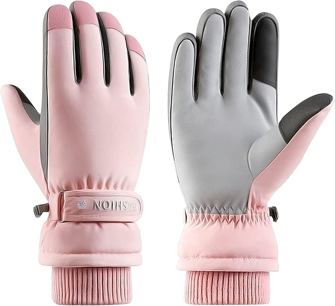 TEKNISTEKNIS Winter Ski Gloves, Waterproof Touchscreen Snowboard Gloves, Windproof Warm Snow Gloves for Mens, Womens, Skiing, Snowboarding, Running and Cycling, One Size (Pink)