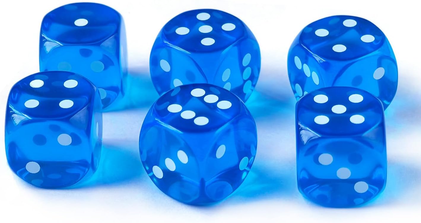 14.5MM Printing Precision Dice Translucent Colors 0.57inch, 6pcs Set