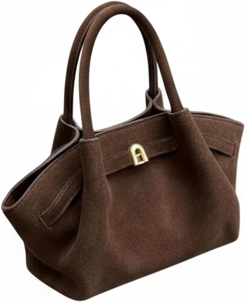 SweatyRocks Women's Vintage Suede Satchel Handbags Buckle Small Bucket Bags Winery Outfit